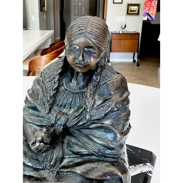 Glenda Hecksher's "Marta" Bronze Figure Indigenous Woman & Baby Statue For Sale - Image 10 of 17