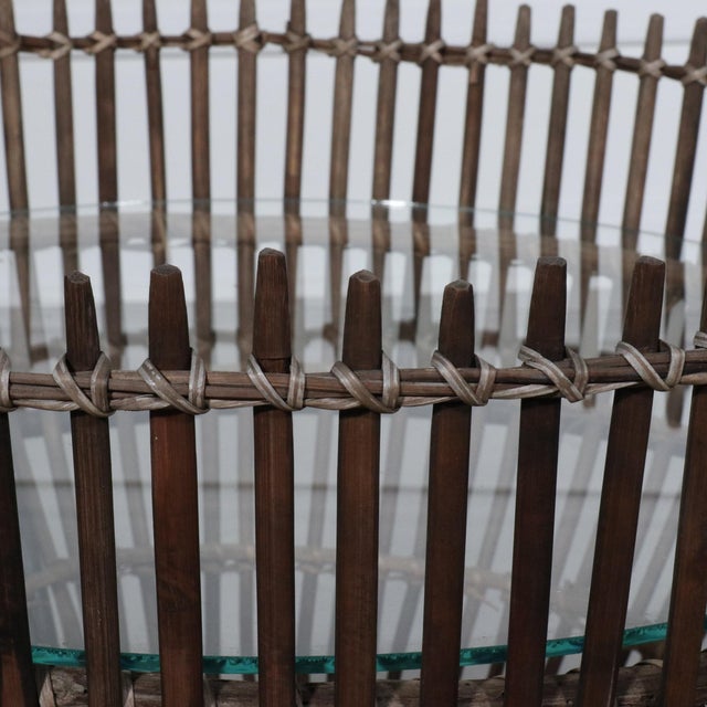 Mid-Century Modern 1950s Franco Albini Fish Basket Rattan & Iron Side Table For Sale - Image 3 of 9