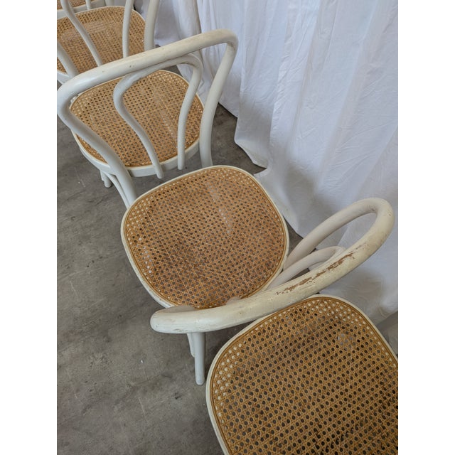 Vintage Dining Chairs in White Wood with Cane Seats, 1970s, Set of 6 For Sale - Image 9 of 18