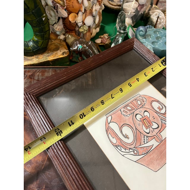 Contemporary 1970s Framed Minimalist Drawing of a Vase For Sale - Image 3 of 8