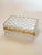 Hollywood Regency Vintage Crystal Glass Casket Box With Brass Trim For Sale - Image 3 of 10