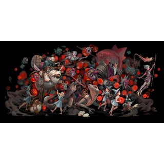 Cursed March by Dustin Panzino | Procreate on metal chaotic scene with various creatures and figures For Sale