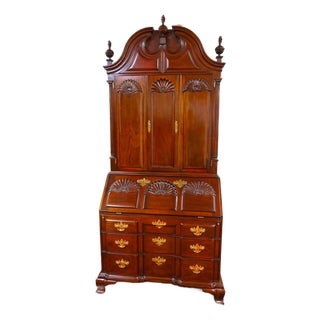 1990s Kindel Winterthur Mahogany Rhode Island Goddard Chippendale Secretary Desk For Sale