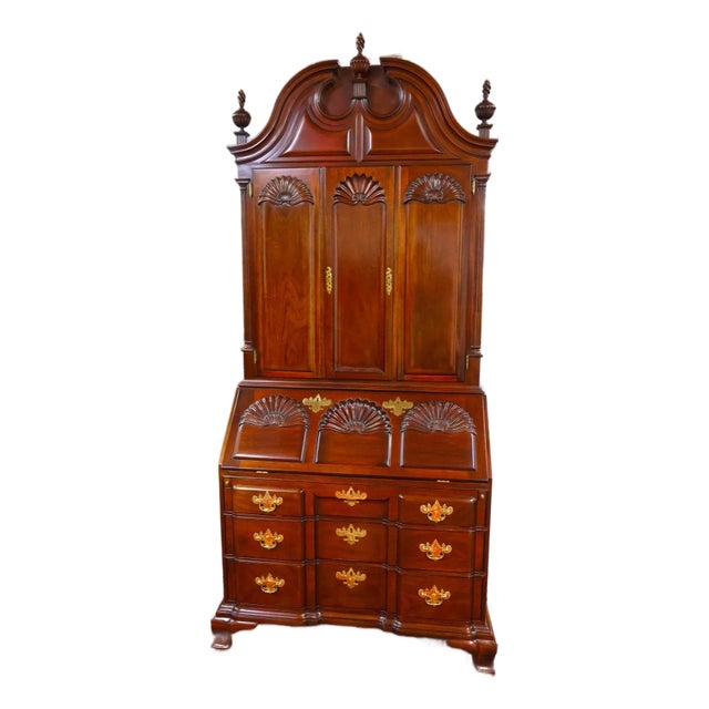1990s Kindel Winterthur Mahogany Rhode Island Goddard Chippendale Secretary Desk For Sale