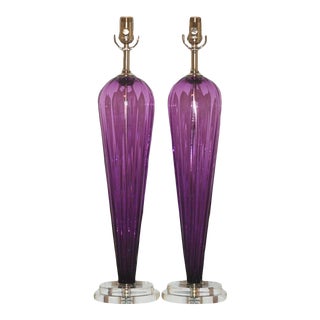 Joe Cariati Teardrop Glass Lamps Violet For Sale