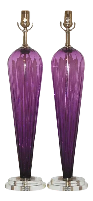 Joe Cariati Teardrop Glass Lamps Violet