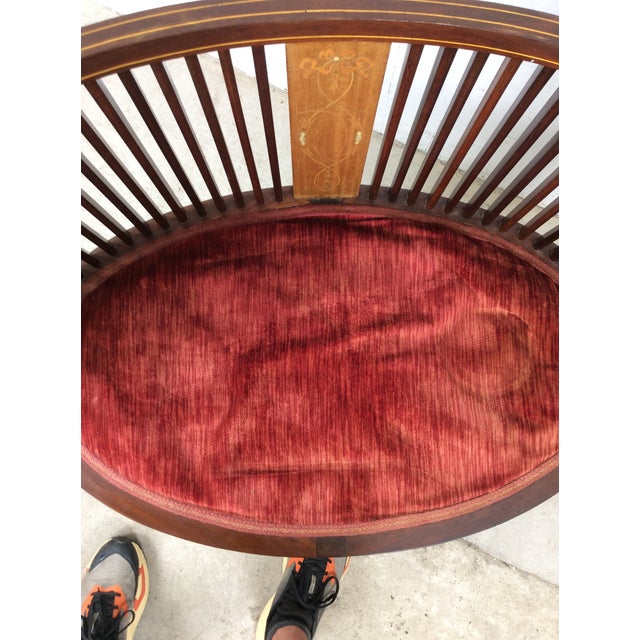 Antique Edwardian Inlaid Mahogany Settee For Sale - Image 13 of 18