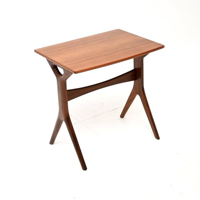 Brown Vintage Danish Teak Side Table attributed to Johannes Andersen, 1960 For Sale - Image 8 of 8