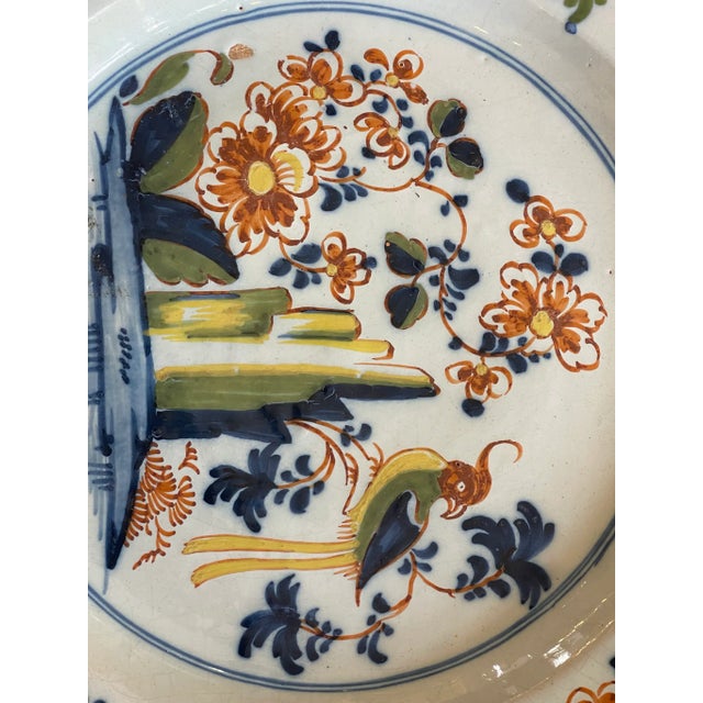 Traditional Antique English Delft Polychrome Delft Charger For Sale - Image 3 of 5