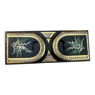19th Century Collapsible Sliding Book Rack / Library Shelf, Lacquered With Hand-Painted Lily of the Valley Motif and Mother of Pearl Inlay For Sale