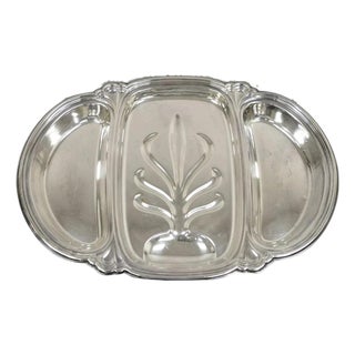 English Victorian 3 Section Silver Plated Meat Cutlery Serving Platter Tray For Sale