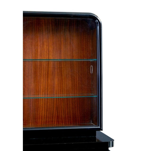 Art Deco Black Lacquered Glazed Cabinets, 1930s, Set of 2 For Sale - Image 11 of 13