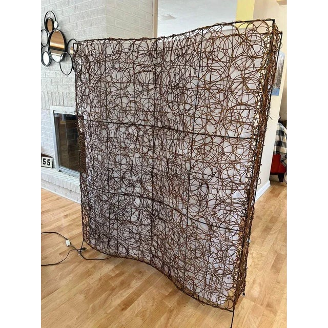 Large 5 Ft X 4 Ft Vintage 1980s Wicker Floor Lamp With Waverly Design For Sale - Image 10 of 10