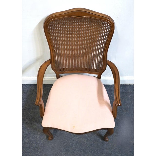 Brown Lenoir Furniture Country French Style Cane Back Dining Arm Chair For Sale - Image 8 of 10