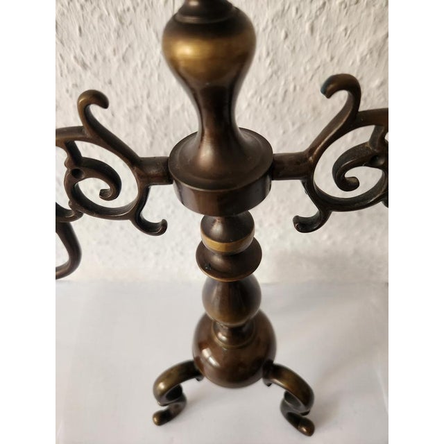 Antique Three-Armed Candlestick in Bronze, 1960s For Sale - Image 9 of 18