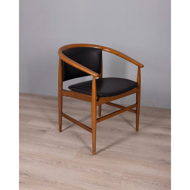 Vintage Wood and Leather Chairs from Isa Bergamo, 1960s, Set of 4 For Sale - Image 4 of 15