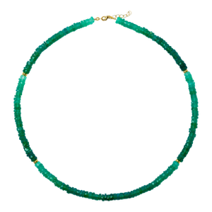 Green Agate Ombre Gold Bead Necklace