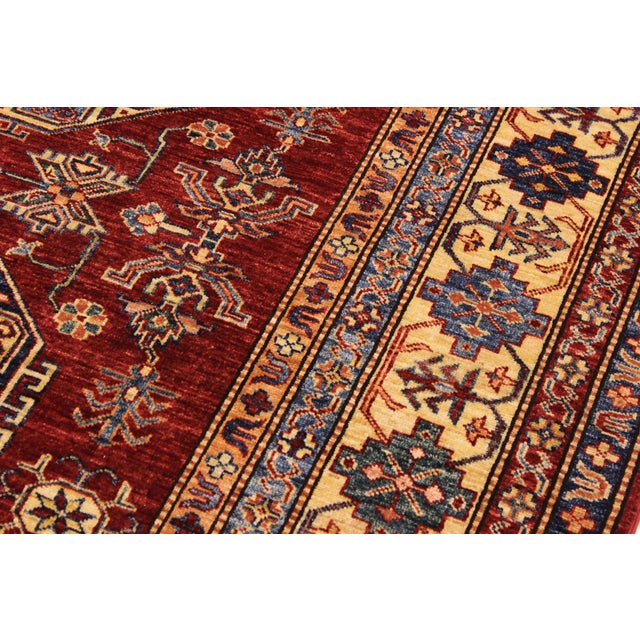 Southwestern Super Kazak Red/Tan Wool Rug - 6'8'' X 9'11'' For Sale In New York - Image 6 of 10