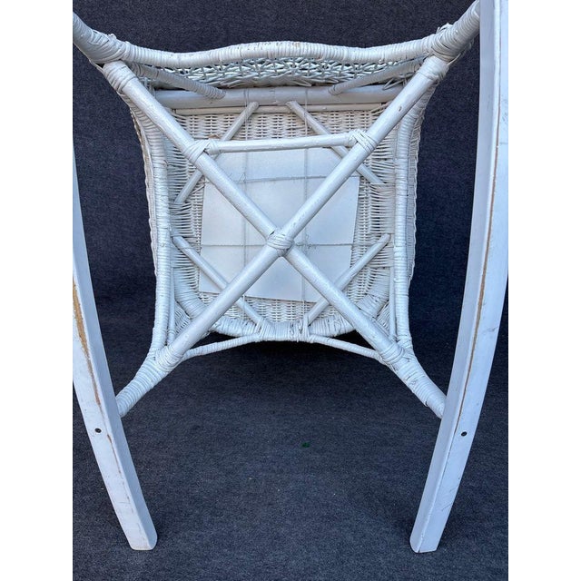 White 19th Century Pair Painted White Wicker Victorian Style Rocking Chairs For Sale - Image 8 of 8