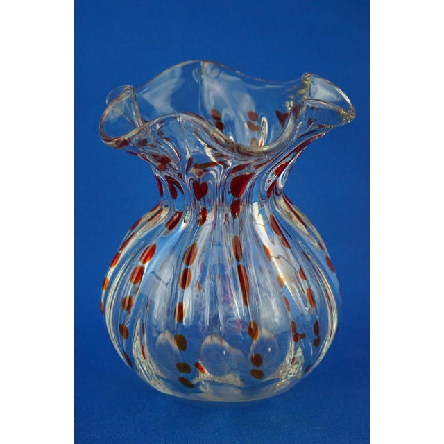 Item description: Delightful blown glass vase shaped like a cloth bag with folds in the belly, classic of the fabric,...