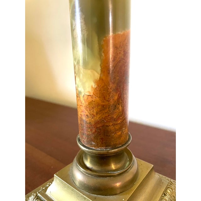 Antique Electrified Oil Lamp in Uranium Glass and Onyx, 1900s For Sale - Image 4 of 10