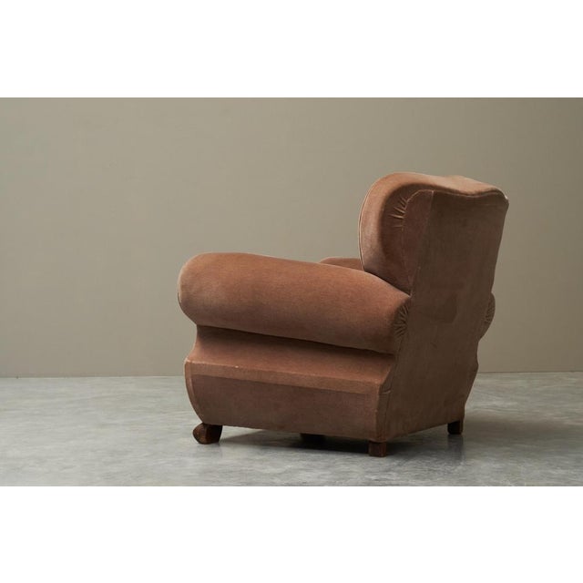 Vintage Art Deco Lounge Chair in Velvet and Oak, 1930s For Sale - Image 9 of 14