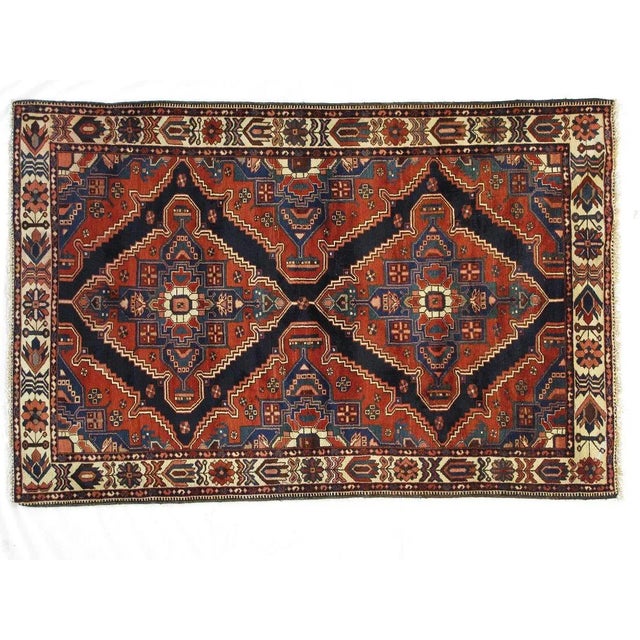 Wool pile genuine hand made very fine vintage Persian Bakhtiar .