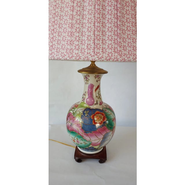 1980s Vintage Tobacco Leaf Lamps With Pink Pleated Shades - a Pair For Sale - Image 5 of 13