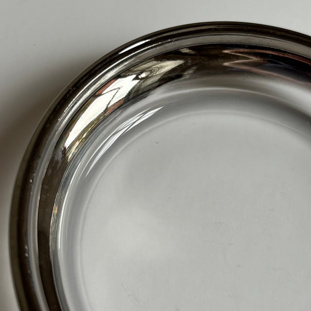 Vintage Dorothy Thorpe-Style Clear Glass Coasters With Silver-Toned Metal Rims – Set of Five For Sale In Baltimore - Image 6 of 13