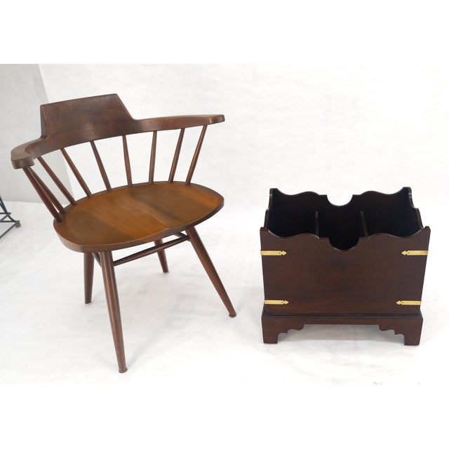 Large Chippendale Campaign Style Mahogany Brass Magazine Rack c1970s MINT For Sale - Image 12 of 14