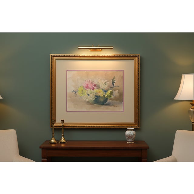 Antique Emily F. Mann Floral Still Life Watercolor - Triple Matted & Gilt Framed For Sale - Image 11 of 11