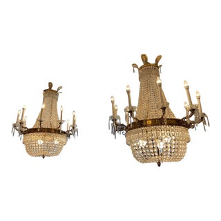 Italian Crystal Chandeliers, a Pair For Sale
