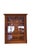 A neat wall-mounted cabinet in teak with lighting and a door in teak and glass. The cabinet has soft and elegant shapes...