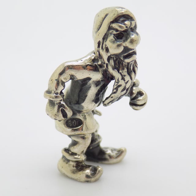 Italian Vintage Italian Handmade Genuine Silver Garden Gnome Dollhouse Miniature Figurine For Sale - Image 3 of 10