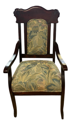 Traditional Mahogany Accent Armchair With William Morris Style Upholstery