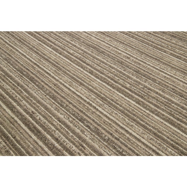 Modern Flaweave Wool Rug With Geometric Design in Earthy Tones For Sale - Image 9 of 11