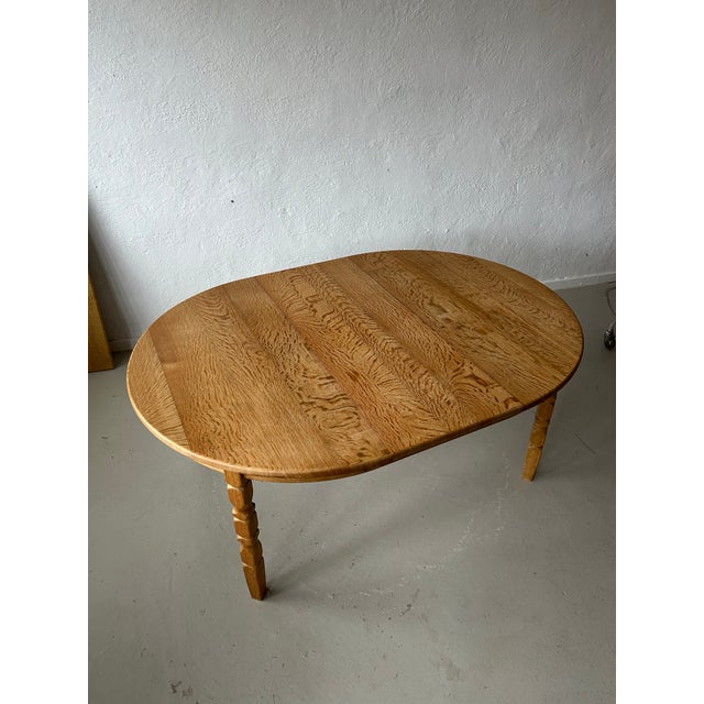 Wood Round Oak Table from Brobyværk Møbelfabrik, Denmark, 1970s For Sale - Image 7 of 11
