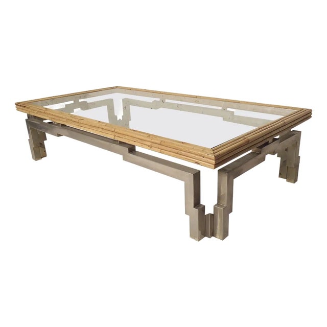 Mid 20th Century Bamboo Glass Coffee Table For Sale