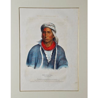 Kee-She-Waa, a Fox Warrior: An Original 19th C. Hand-Colored McKenney & Hall Folio-Sized Lithograph, 1843 For Sale