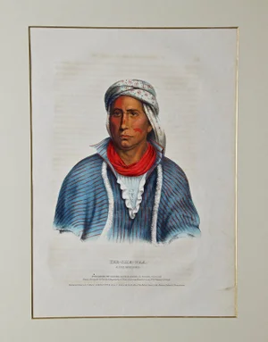 Kee-She-Waa, a Fox Warrior: An Original 19th C. Hand-Colored McKenney & Hall Folio-Sized Lithograph, 1843