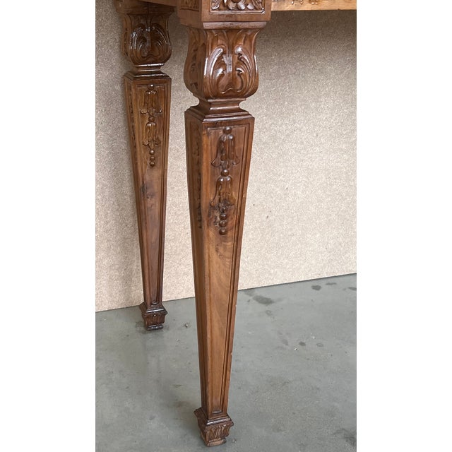 French Louis XVI Style Carved Oak Convertible Console or Dining Table For Sale - Image 11 of 13