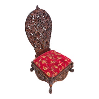 Antique Anglo Indian Low Meditation Chair For Sale