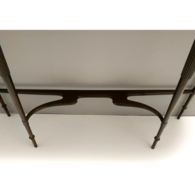 Portuguese Demi Lune Console Table in Ebonized Beech with Pink Marble Top, Italy, 1960s For Sale - Image 14 of 15