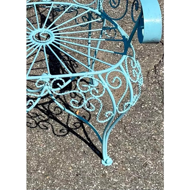Aqua Vintage Wrought Iron Salterini Peacock Chair, Attributed For Sale - Image 8 of 10
