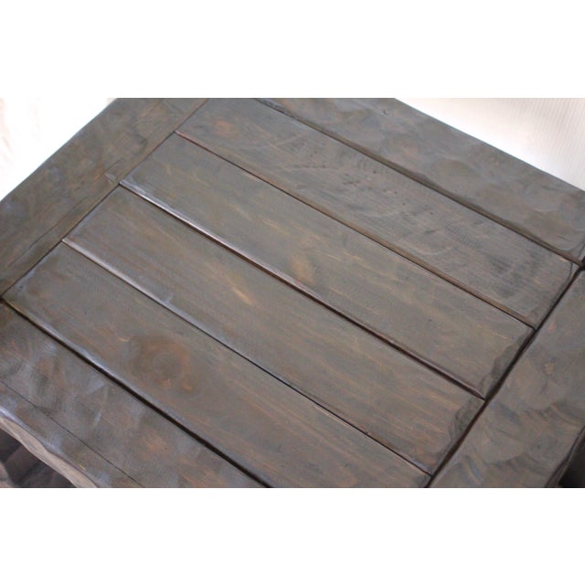 A Pair of 1970s Attributed to Null Knotty Pine Side Tables For Sale - Image 9 of 11