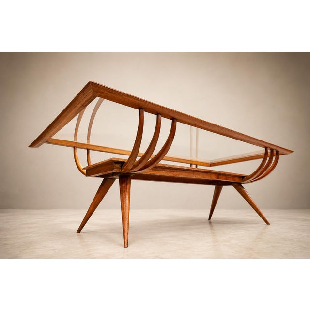 1950s Brazilian Modern Coffee Table in Caviúna Wood & Glass, Giuseppe Scapinelli, Brazil, 1950s For Sale - Image 5 of 18