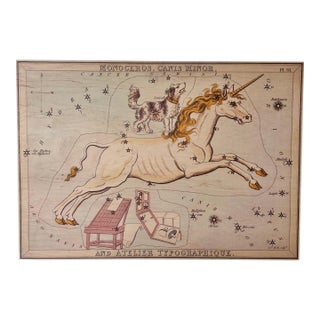 Monoceros and Canis Minor Constellation Map on Board Artwork For Sale