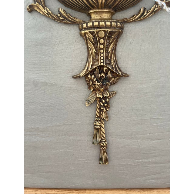 Pair of Antique French Brass and Crystal Electric Sconces For Sale - Image 10 of 12