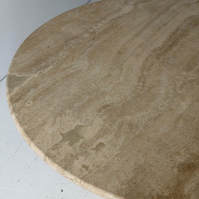 1990s Vintage Travertine Circle Table by Stone International For Sale - Image 5 of 8