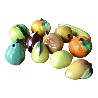 Vintage Hand-Painted Italian Ceramic Fruit-11 Pieces For Sale
